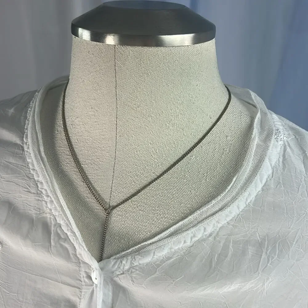 J.Jill gossamer cottage core white rayon v-neck long sleeve peasant blouse S - Picture 6 of 11